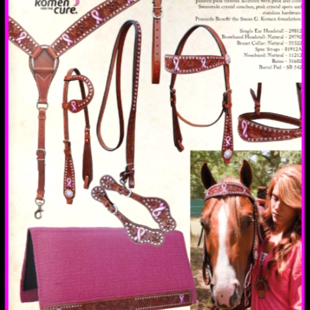 New Bar H Equine Noseband Tack Passionately Pink Collection